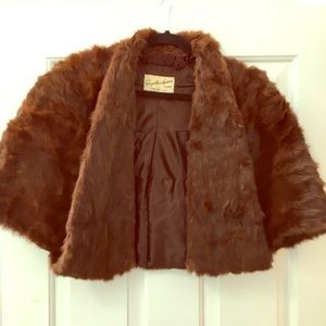 Brown Vintage Fur Stole Capelet